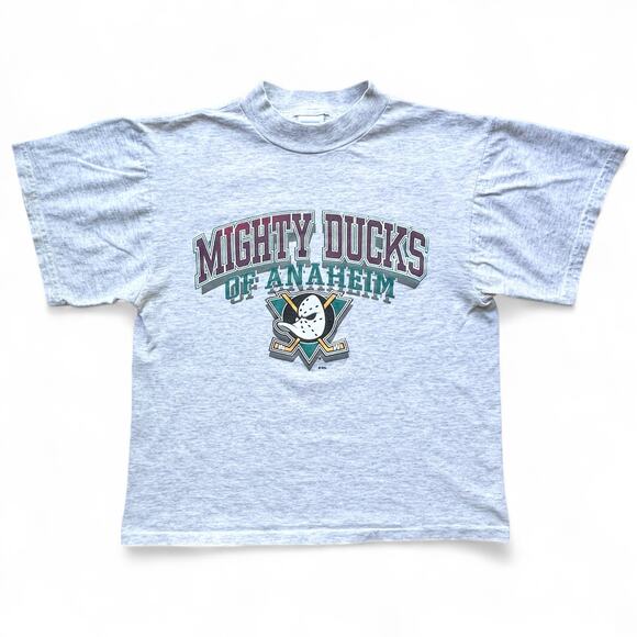 LOGO 7 Other - Vintage Mighty Ducks Anaheim Logo 7 Gray T Shirt Baby Tee Yth XL Hockey NHL 90s
